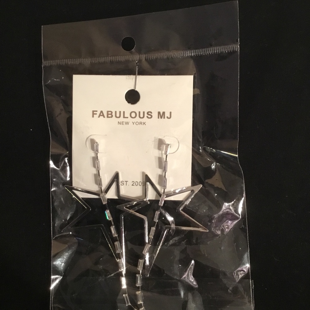 Star crystal drop pierced earrings